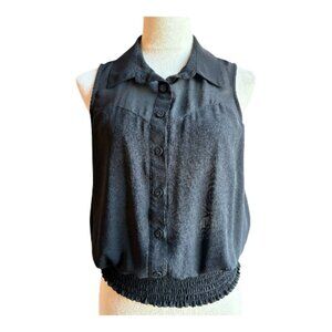 XOXOXO Black Sheer Sleeveless Button Up Blouse Size M (2452-1)